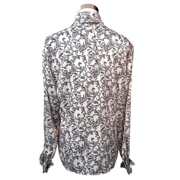 VINTAGE Satin Blouse Top Shirt 12 High Neck Classic Timeless CareerOffice Dressy - Picture 3 of 13